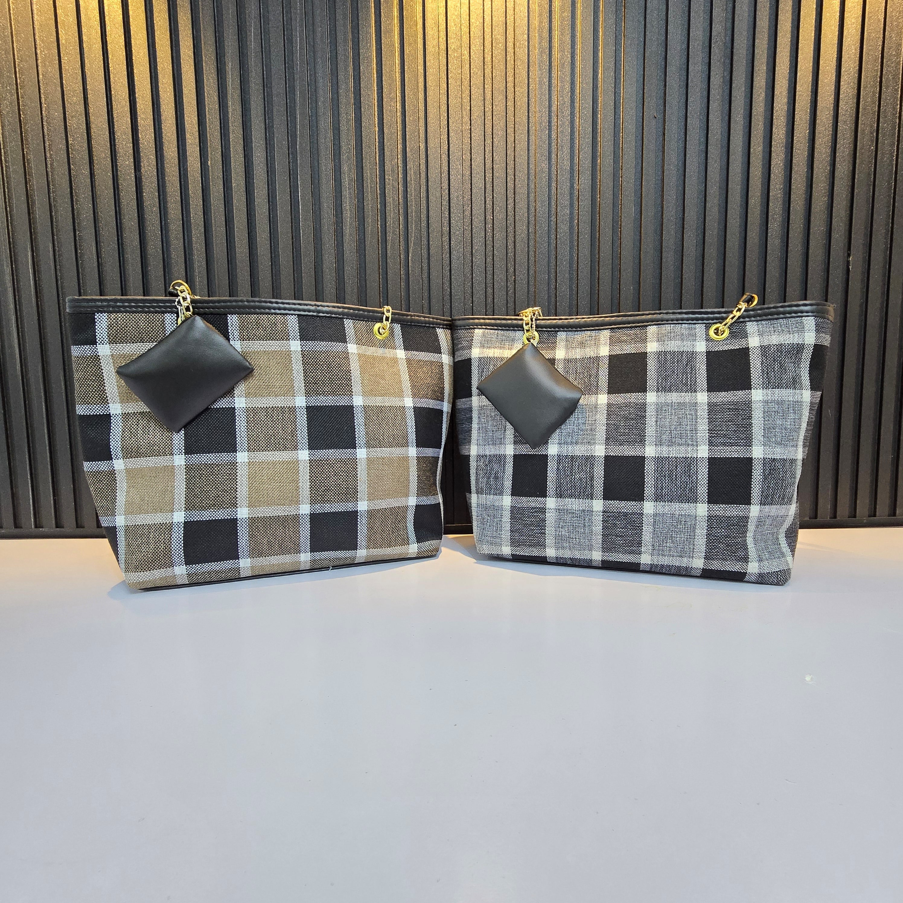 Elegant Plaid Tote Bags