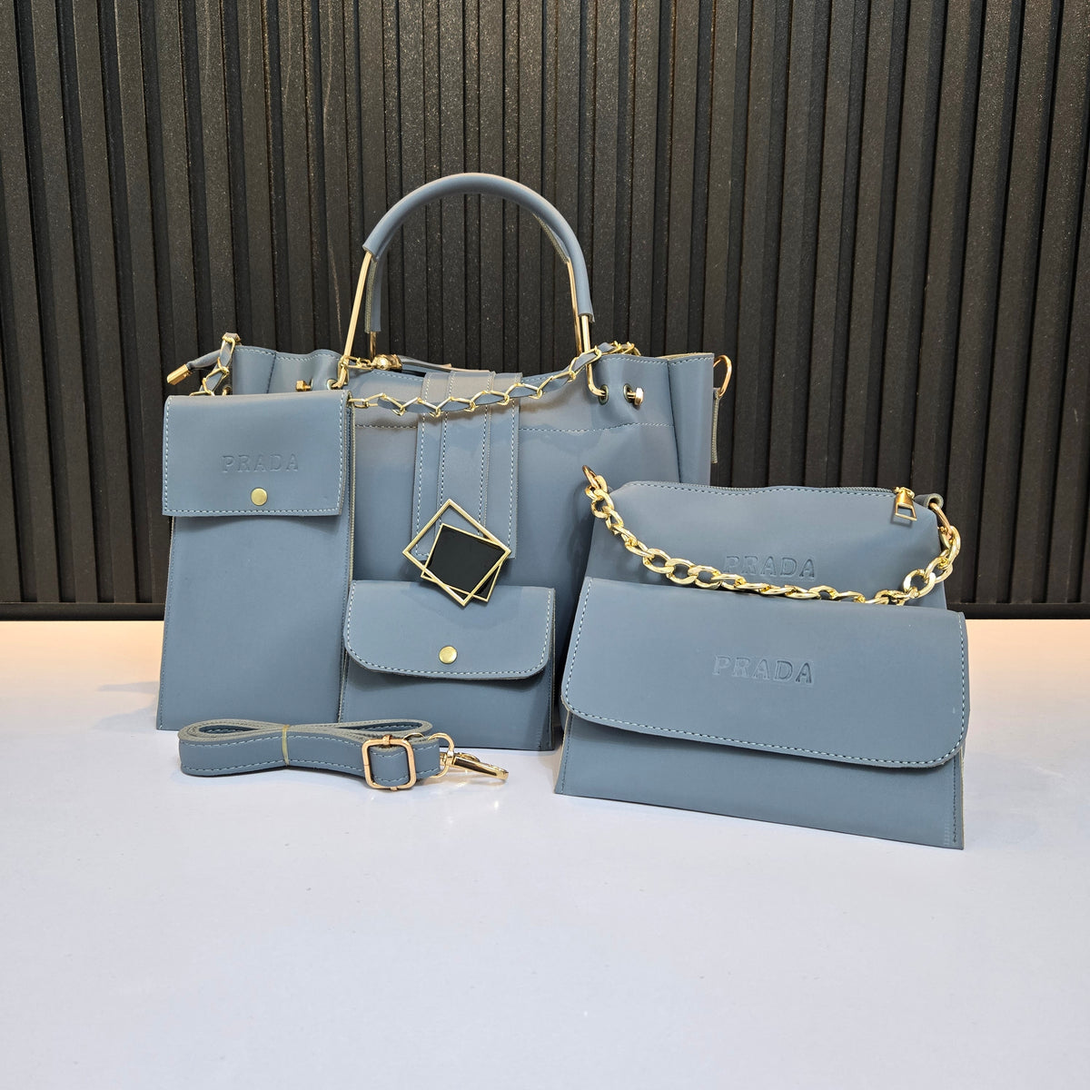 Handbag Set with Gold Accents