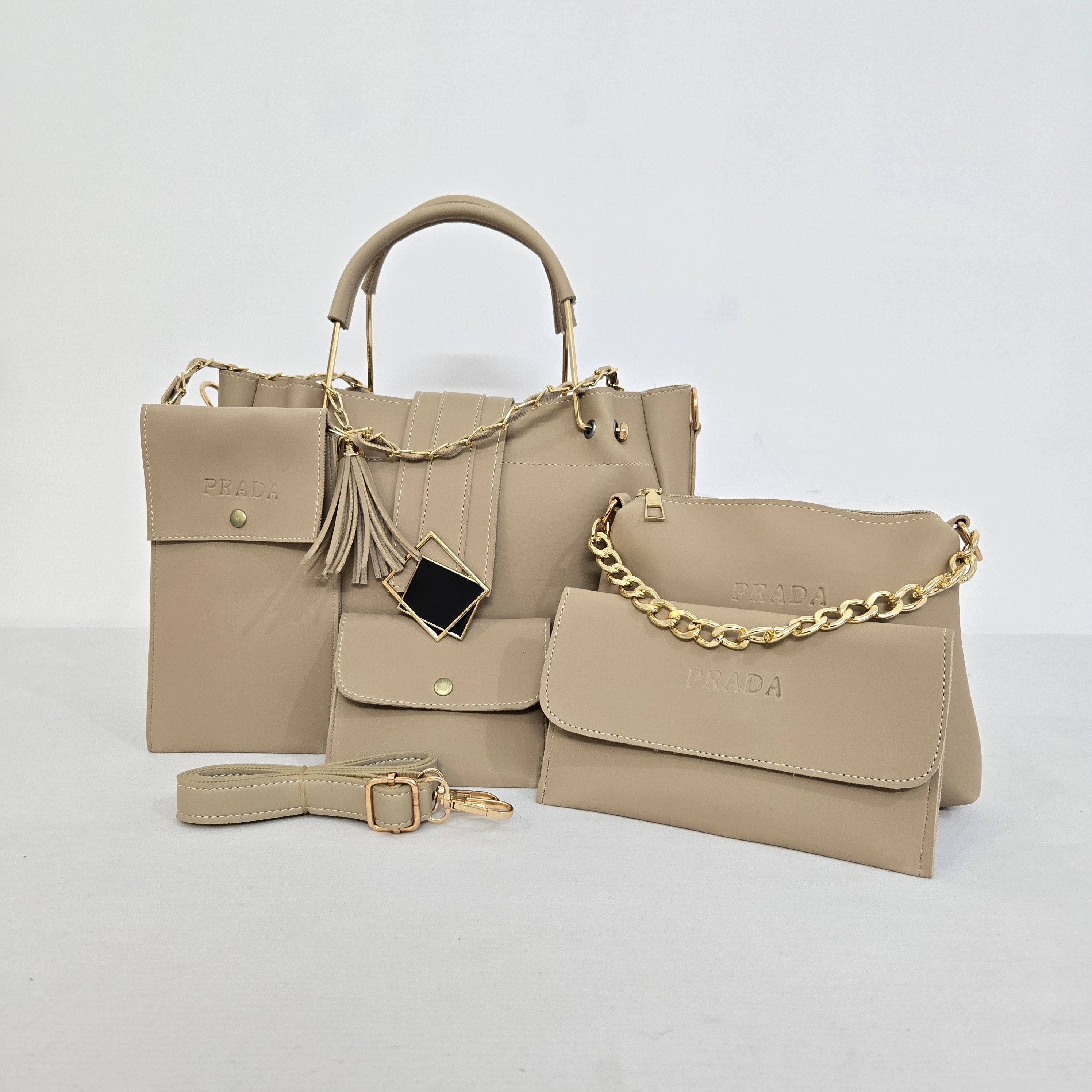 Handbag Set with Gold Accents